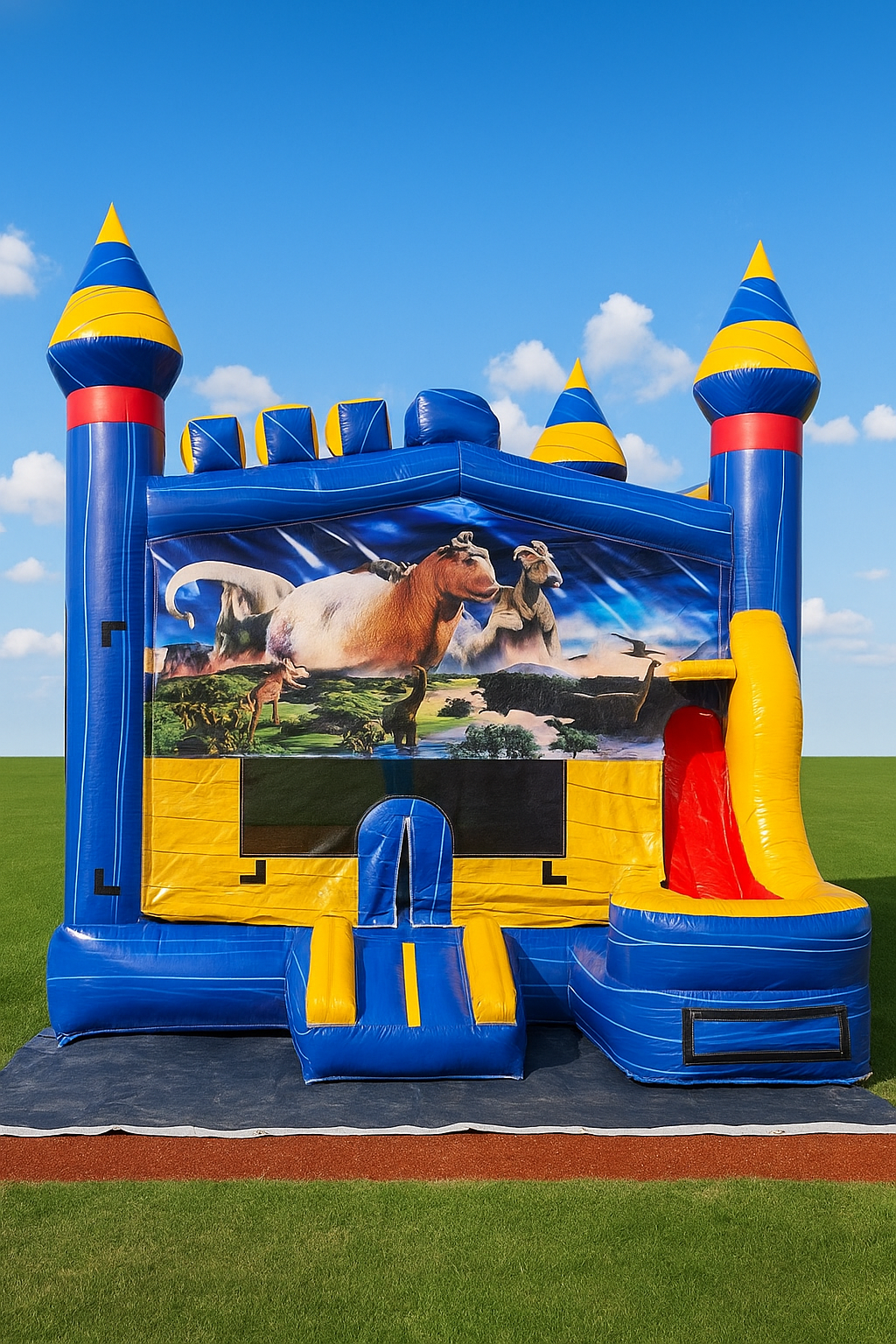 Blue Castle Bounce House with Side Slide
