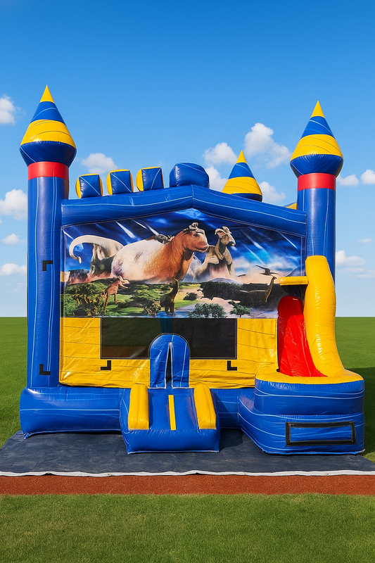 Blue Castle Bounce House with Side Slide