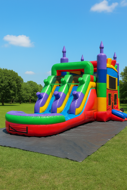 Rainbow Castle Combo Slide - Bounce, Slide & Splash Fun!